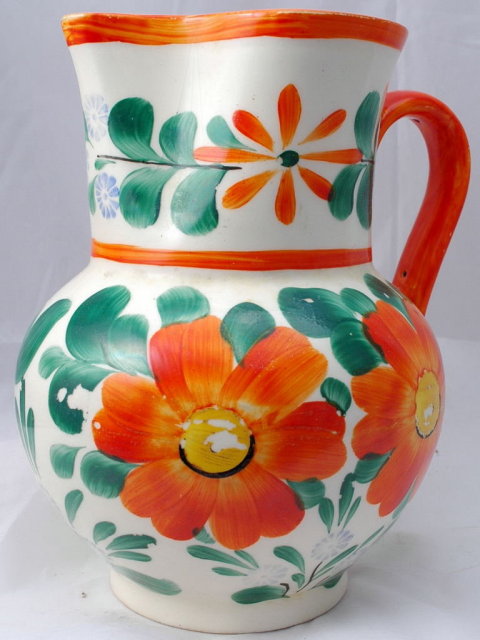Czechoslovakia Hand painted Pottery Peasant Art Pitcher **PRICE REDUCED!**
