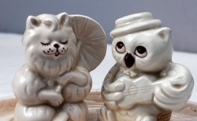 Owl & Pussycat Fitz & Floyd Salt Pepper Set in Boat