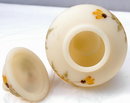 Fenton Satin Custard Glass Temple Jar with Lid, Hand painted and signed