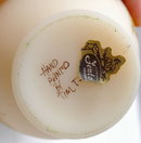 Fenton Satin Custard Glass Temple Jar with Lid, Hand painted and signed