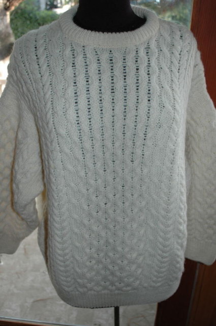 Cladurknit Irish Fisherman Traditional Aran Cable Knit Wool Sweater SZ L