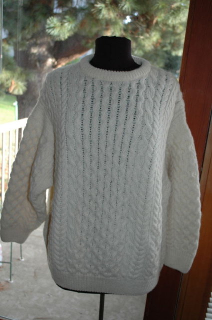 Cladurknit Irish Fisherman Traditional Aran Cable Knit Wool Sweater SZ L