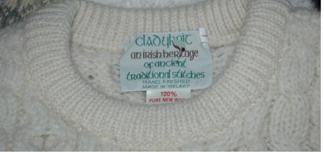 Cladurknit Irish Fisherman Traditional Aran Cable Knit Wool Sweater SZ L