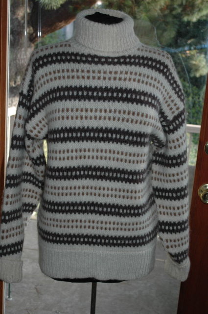 Norwegian Natural Wool Hand-knit Pull Over Sweater Euro Size 54