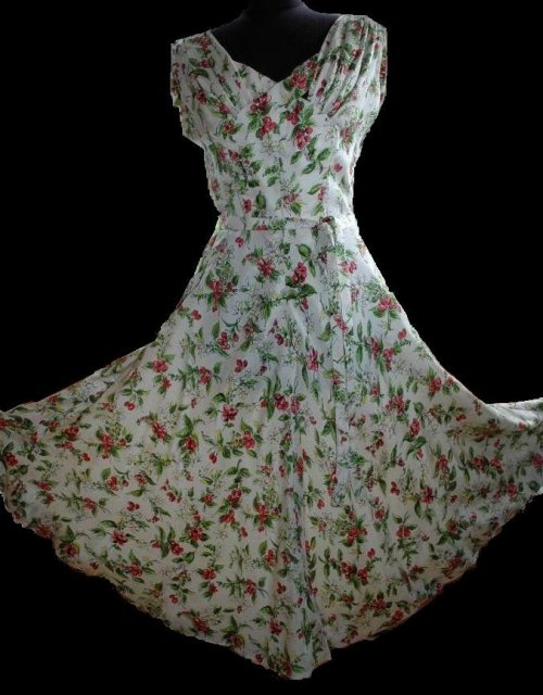 Beautiful Couture Cherry Pattern Dress feminine vintage dress