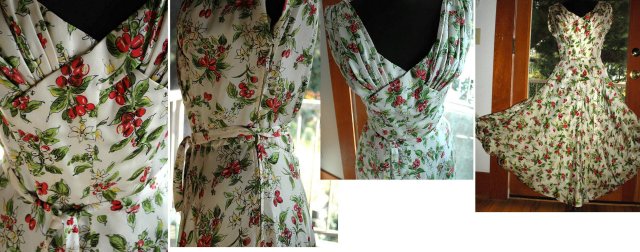 Beautiful Couture Cherry Pattern Dress feminine vintage dress