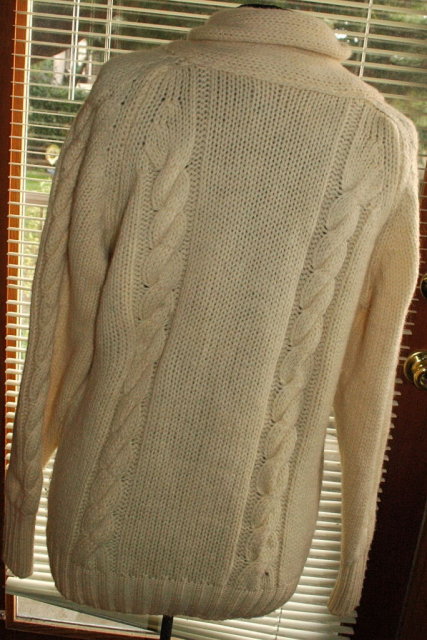 Cable Knit Shawl Collar Cardigan Sweater- 100% Wool Vintage Hastings