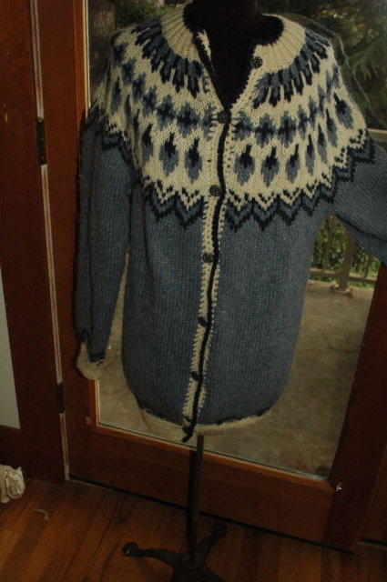 Slate Blue Icelandic Wool Sweater Large