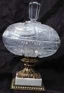 Finely Cut Crystal Compote with Lid Italian Marble Base *PRICE REDUCED *!!