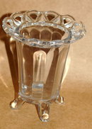 Imperial Glass Celery Vase, paneled glass with open lace work rim