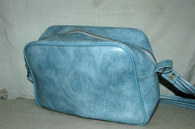 Retro Vintage Carry on luggage Shoulder Bag, Blue Vinyl