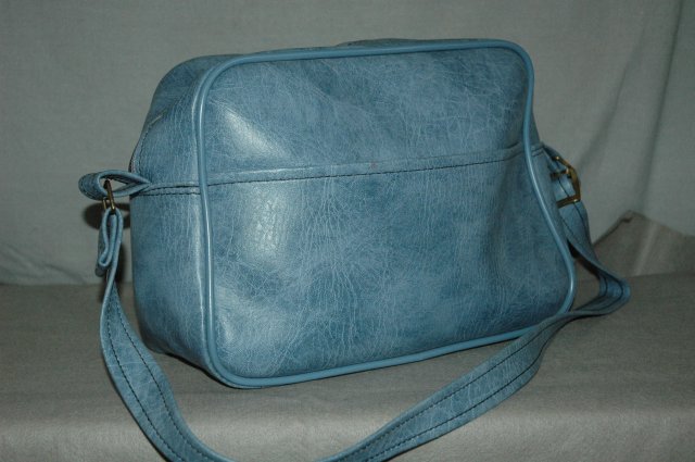 Retro Vintage Carry on luggage Shoulder Bag, Blue Vinyl
