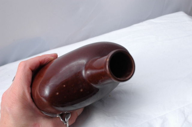 Brown Stoneware Ceramic Bottle Flask