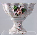 Lefton Compote Hand Painted Pink/Gold with Raised Flowers