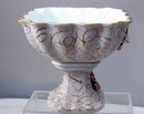 Lefton Compote Hand Painted Pink/Gold with Raised Flowers