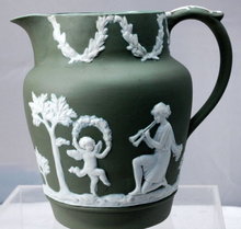 Sage Green Jasperware Pitcher Numbered Jasper Ware
