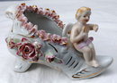 Wales Porcelain Boy Angel On Flowered Shoe