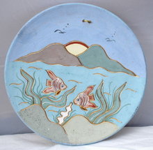 Ceramica Gardiel of Mexico Fish & Mountains Scene Plate with 24k Gold details