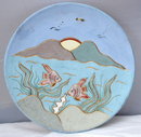 Ceramica Gardiel of Mexico Fish & Mountains Scene Plate with 24k Gold details