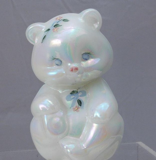 Fenton Glass Bear Opalescent Hand painted