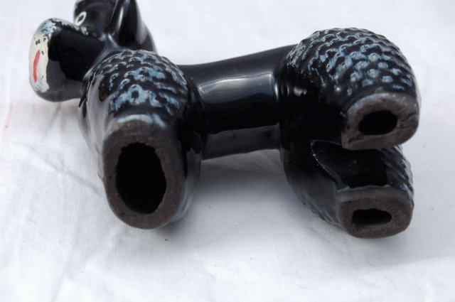 Black Poodle Figurine, black ceramic pottery