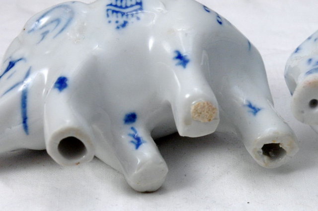 Blue White Porcelain Elephant PAIR Delft