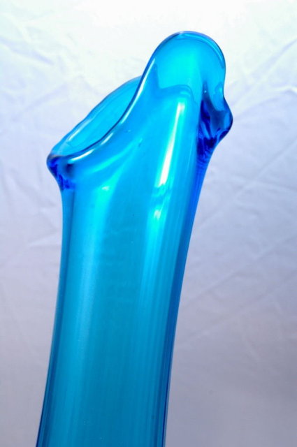 Large Fenton Blue Glass Vase Swung Stretch Hobnail 15.5