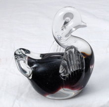 FM Konstglas Swan Paperweight Clear & Garnet RED / RONNEBY Sweden