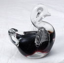 FM Konstglas Swan Paperweight Clear & Garnet RED / RONNEBY Sweden