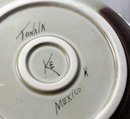 Tonala Mexican Stoneware Pottery Dish Signed KE 8.5