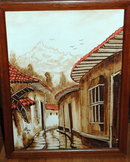 Narrow Latin Street Scene Oil Painting on Canvas