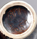 Deco Brush Footed Pottery Bowl Brown Glaze with Speckles