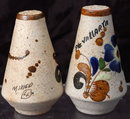 Tonala Mexican Stoneware Hand painted Salt and Pepper Shakers Souvenir