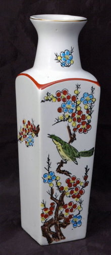 Japanese Porcelain Hand Painted Square Vase