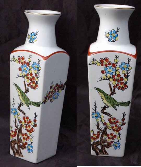 Japanese Porcelain Hand Painted Square Vase
