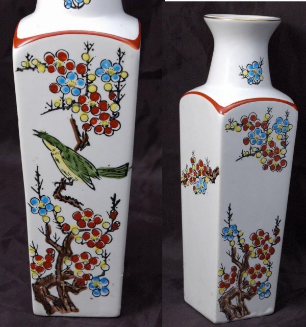 Japanese Porcelain Hand Painted Square Vase