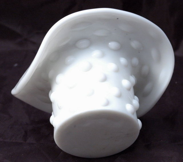 Milk Glass Hobnail Hat Vase