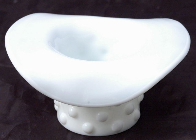 Milk Glass Hobnail Hat Vase