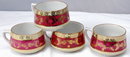 4 Demitasse Cup Romantic Colonial Scenes with Gold Gilding