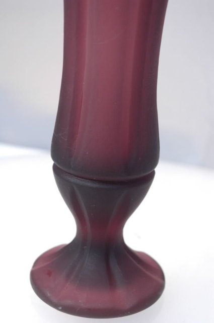 Amethyst Satin Frost Glass Bud Vase with Embossed Signaure PRICE REDUCTION!