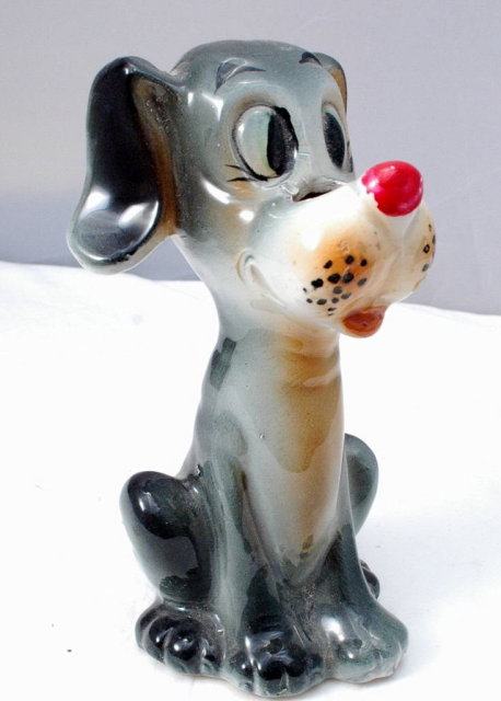 Dog Sewing Tape Measure & Scissors Holder Keeper Figural Ceramics