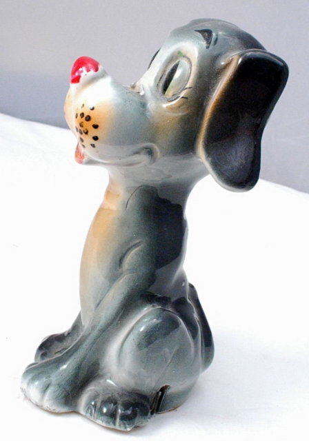 Dog Sewing Tape Measure & Scissors Holder Keeper Figural Ceramics