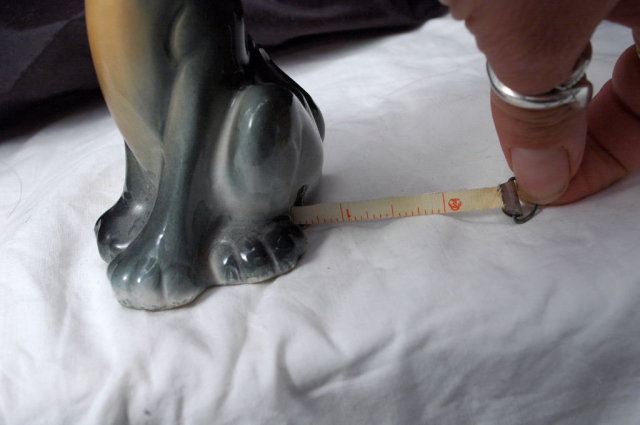 Dog Sewing Tape Measure & Scissors Holder Keeper Figural Ceramics