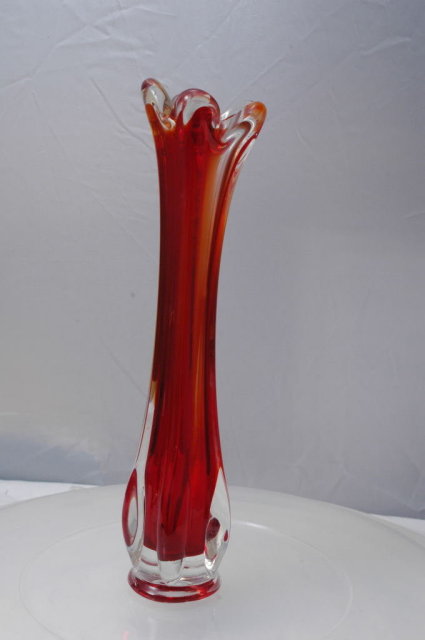 Ruby Blown Stretched Glass Bud Vase