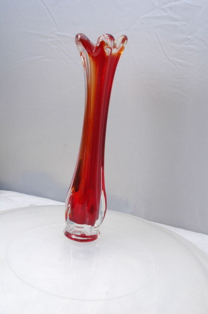 Ruby Blown Stretched Glass Bud Vase