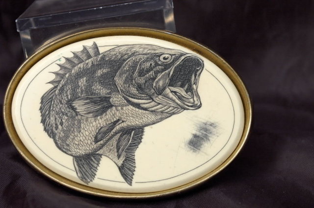 Barlow Scrimshaw Bass Belt Buckle