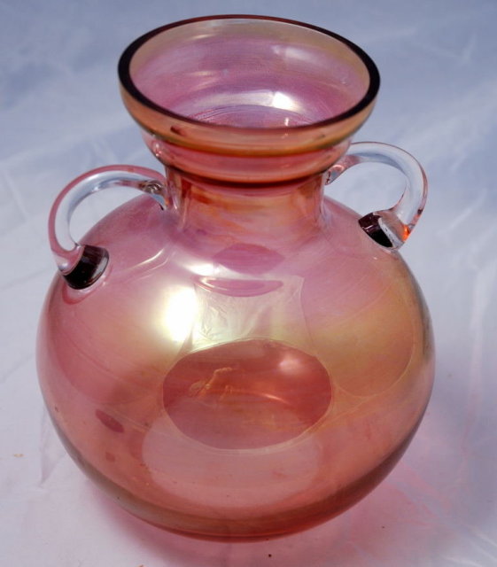 Pink Cranberry Blush Flash Glass Jardiniere Vase
