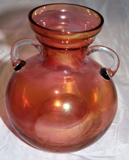 Pink Cranberry Blush Flash Glass Jardiniere Vase