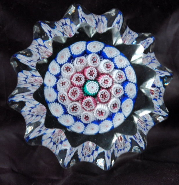 Fluted Cased Glass Millefiori Paperweight PRICE REDUCTION!