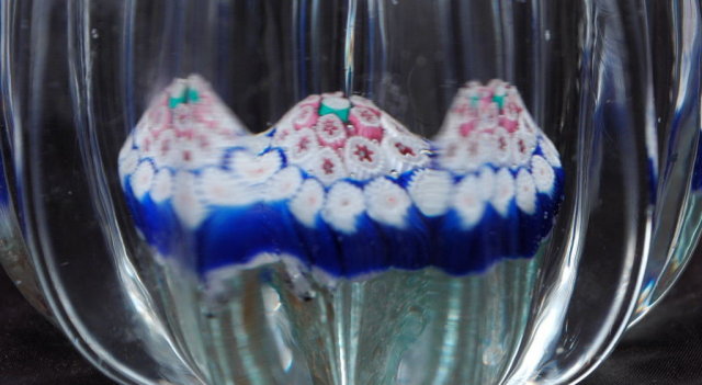 Fluted Cased Glass Millefiori Paperweight PRICE REDUCTION!